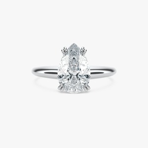 Anillo de compromiso solitario de oro macizo de 14 quilates con diamante de laboratorio de 2 quilates con corte en pera para mujer - Product Image 5