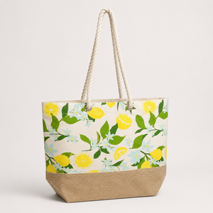 Bolsa de Playa de Yute Laminada con Impresión Personalizada, Asas de Cuerda, Venta al Por Mayor, OEM, Marca Privada, Proveedor de Bolsas de Compras Reutilizables - Product Image 4
