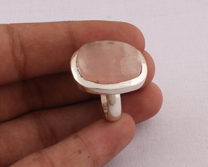 Natural Rose Quartz Cushion <b>Ring</b> 925 Sterling Silver Jewelry Square Pink Gemstone <b>Ring</b> Vintage Style <b>Statement</b> <b>Ring</b> for Women - Product Image 1