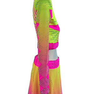 Nuevo Uniforme de Animadoras para Niñas, Color Rosa y Amarillo, con Estampado por Transferencia Térmica, Falda con Pedrería, Elástico, para la Escuela - Product Image 3