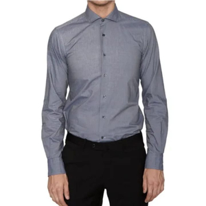 Chemise habillée décontractée pour homme en polyester/coton, anti-boulochage, anti-rétrécissement, infroissable, col montant, motif uni, service OEM - Product Image 5