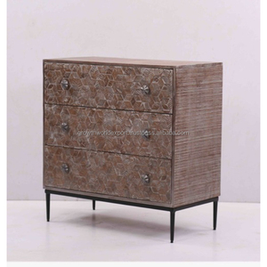 Buffet en bois industriel de qualité supérieure avec 3 tiroirs et tiroirs en bois élégants rangement meubles de salon faits à la main 2025 - Product Image 4