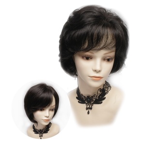 วิกผมหยักบ๊อบแบบผูกด้วยมือขนาด8นิ้วหมวกขนาดเล็กผมบริสุทธิ์สีธรรมชาติน้ำหนักเบาสำหรับเคมีบำบัด - Product Image 1