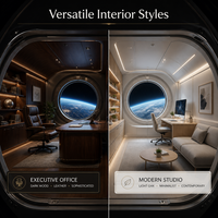 Capsule spatiale mobile futuriste, maison intelligente, bureau préfabriqué avec système de vie intelligent