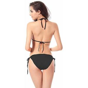 Maillot de bain bikini 2 pièces sexy à coupe haute pour femme, design personnalisé, micro string, maillot de bain uni, tenue de plage brésilienne d'été - Product Image 2