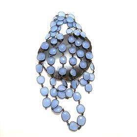 Collares de cristal con gemas de calcedonia azul en bisel, cadenas continuas al por mayor para compras a granel - Product Image 3