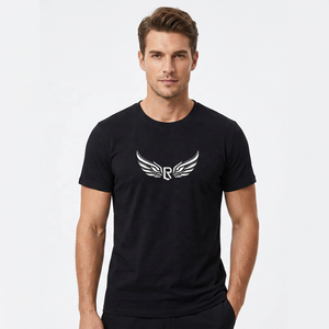 T-shirt pour homme en coton 100% noir, coupe classique, manches courtes, col rond, jersey décontracté, couleur unie, respirant et écologique - Product Image 5