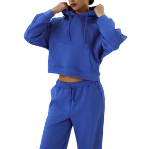 Hot Selling Girls Custom Logo 100% Cotton Color Block Thin Pullover <b>Crop</b> <b>Top</b> <b>Hoodie</b> For Woman 100% Cotton Breathable - Product Image 4