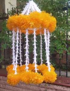 Lustre artisanal indien en fleurs de souci, centre de table, fleurs en plastique, mariage, Thanksgiving, festivals, Noël, Pâques, Toran mural - Product Image 1