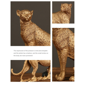 Escultura Retro de Guepardo o Leopardo, Duradera, de Metal Sólido, Chapada en Oro, Pulida, Figura Decorativa para Hogar u Oficina - Product Image 5