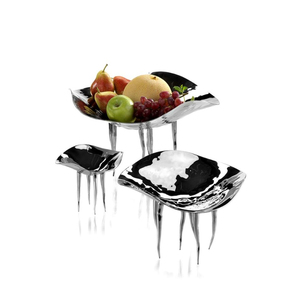 Elegantes tazones de lujo para servir comida, de aluminio fundido, con diseño de flores y hojas chapadas en oro de alta calidad, a un precio impresionante. - Product Image 6