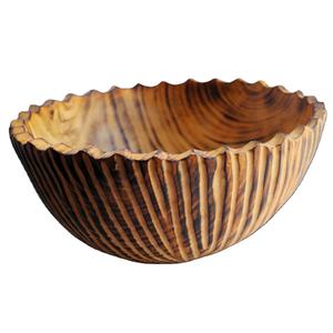 Classic Wooden Serving Bowl Linear Engraved Design Eco-Friendly <b>Kitchen</b> <b>Accessories</b> <b>Set</b> for Salad Dinner Serving Commercial Use - Product Image 1