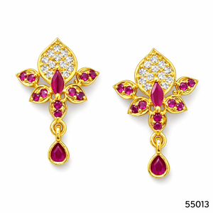 MOLL JEWELLERS ต่างหูแฟชั่นสีทองประดับคริสตัลทรง Asscher Cut ฝังเพชรเม็ดเล็ก 0.3 มม. ชุบเคลือบ สำหรับผู้หญิงใส่ไปงานปาร์ตี้ - Product Image 1