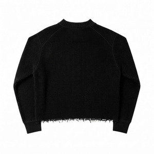 Custom Unisex <b>Gothic</b> Graphic Knit Oversized Distressed Hem Crewneck Private Label Streetwear Manufacturer - Product Image 2
