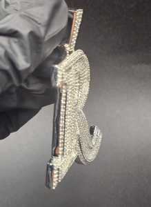 Colgante de Lujo Personalizado con Iniciales/Letras de Moissanita VVS Totalmente Cubierta de Piedras, Certificado, Estilo Hip Hop, Plata 925, Regalo para Raperos - Product Image 6
