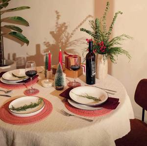 Juego de Posavasos de Ratán Tejido Naranja, Mantel Individual para Tazas, Vasos y Jarras, Protección de Mesa para Cafeterías, Oficinas y Hogares, Venta al por Mayor desde India - Product Image 2