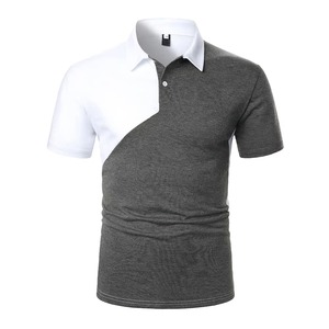 Mens Color Blocked <b>Polo</b> Shirt Short Sleeve Knitted Regular Fit Casual Solid Design <b>White</b> And Gray Anti-Wrinkle Knitted Solid - Product Image 1