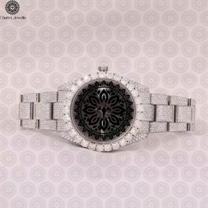 Montre de luxe en moissanite de qualité supérieure pour homme, style hip-hop, entièrement sertie de diamants, en acier inoxydable, étanche, bijoux de fête, disponible à la vente - Product Image 1