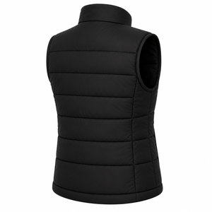 <b>Men's</b> <b>Black</b> Puffer <b>Vest</b> Stand Collar Zipper Closure Breathable 100% Polyester Windproof Winter Outerwear Sleeveless Solid Color - Product Image 6