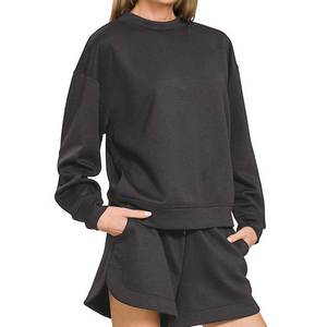 Pull-over professionnel de haute qualité pour femme, en polaire épaisse, écologique, col montant, coupe oversize, motif uni, logo sur le devant - Product Image 2