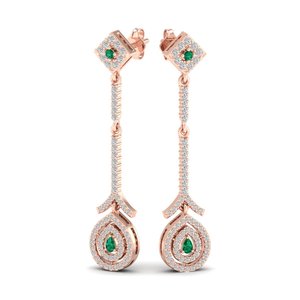 Boucles d'oreilles REYES en or 14 carats avec diamants en forme de goutte d'eau pour femmes, taille poire, 0,09 carat, émeraude, bijoux fins pour mariage, prix de gros - Product Image 1