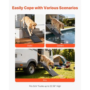 Rampa Pieghevole per Cani di Taglia Media e Grande fino a 113 kg, 160 cm L x 43 cm L, Rampa per Auto con Superficie in Feltro Antiscivolo per Proprietari di Animali - Product Image 3