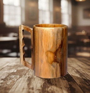Rustic Wooden Mug Handmade Natural Solid Wood Coffee Cup Eco Friendly Drinkware for Tea Coffee Juice Serving - Product Image 4