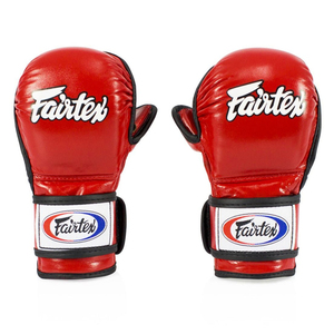 Guantes de Combate Profesionales Fairtex MMA de Medio Dedo, Color Rojo, Cuero Genuino, para Entrenamiento de Muay Thai, Boxeo y Grappling - Product Image 1
