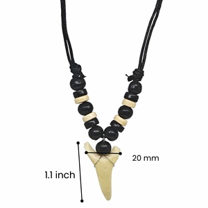 Fashion Beaded <b>Necklace</b>-20mm Hunter Tooth Pendant with Adjustable Pure <b>Leather</b> Cord for <b>Men</b> & Boys - Product Image 6