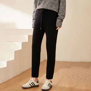 TR-WCP-015 Women's Pure Cashmere Thickened Four-Gauge Double-Stripe Pocketed Drawstring Cashmere Slim-Fit Pants For Women's - Product Image 5