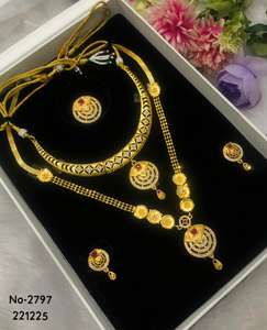 Dubai India Bridal <b>Gold</b> Plated Alloy Fine Jewelry <b>Set</b> Ethnic Classic Wedding <b>Necklace</b> <b>and</b> <b>Earrings</b> <b>Set</b> for Women - Product Image 5