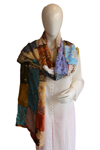 <b>Silk</b> Sari Patchwork <b>Scarf</b> Indian <b>Silk</b> Sari Stole <b>Scarves</b> Boho Fashion Women Wrap Multicolor Ethnic Handmade Gifts Festival Chic - Product Image 2