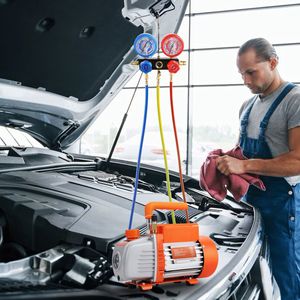 Pompa per vuoto HVAC a palette rotative monostadio da 1/4 HP 4.5 CFM per aria condizionata, kit refrigerante A/C con manometro e set di manometri - Product Image 3