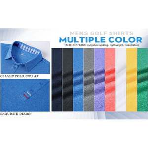Chemise à manches courtes pour homme, imprimé turquoise, tricotée, respirante, polyester/coton, logo sur le devant, chemises de golf décontractées, coupe classique - Product Image 4