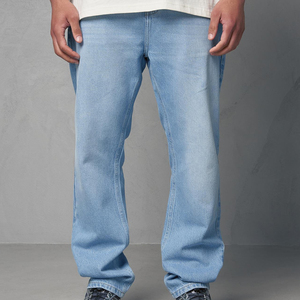 Men's <b>Light</b> Wash Straight Leg High Waist Denim Jeans Casual Cotton Regular Fit Spring Style - Product Image 5