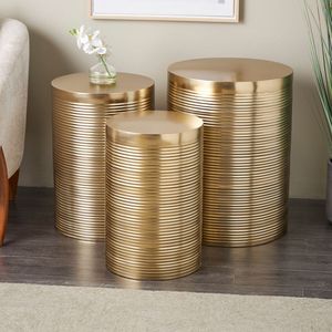 Modern Metal Tree Stump <b>Side</b> <b>Table</b> With Metal Top Contemporary Living Room Furniture Handmade <b>Gold</b> And Silver Finish - Product Image 5