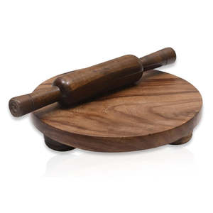 Planche à rouler et rouleau à pâtisserie élégants en bois massif pour la cuisine à domicile, la pâtisserie, la pizza, les biscuits et la pâte. - Product Image 6