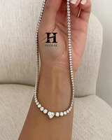 Collar de Tenis de Diamantes en Forma de Corazón de Lujo, Chapado en Rodio, con Diamantes Cultivados en Laboratorio Certificados por IGI, Cadena de Tenis para Mujer, Joyería de Regalo