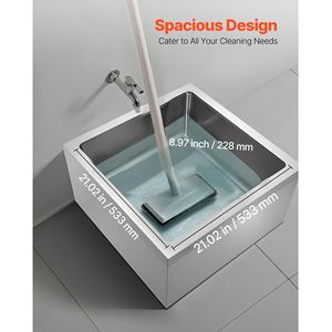 Lavandino per lavapavimenti in acciaio inox 304 con finitura satinata 24x24x13, con 3 filtri e scanalatura a X, per laboratorio, montaggio a parete - Product Image 2
