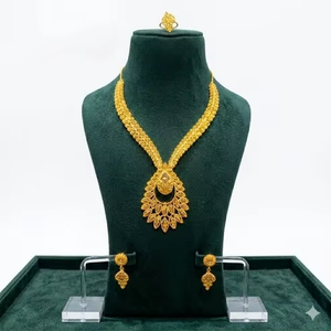 Premium Handmade High Quality 24K Gold Plated Copper Brass 4-Piece Necklace <b>Set</b> for Women Elegant Wedding Party Jewelry Gift - Product Image 3