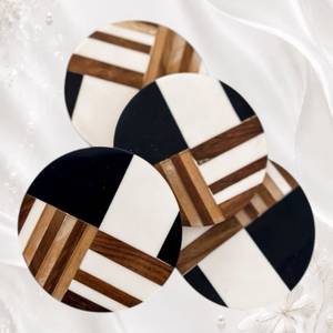 Posavasos Redondos de Resina y Madera de 300 mm de Diámetro, Posavasos Modernos Personalizados, Resistentes al Calor, Reutilizables, para Decoración de Mesa del Hogar - Product Image 2