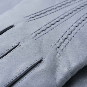 Ikhlas Sports Women Light Gray Sheepskin Leather <b>Gloves</b> Soft Warm Lined Winter Elegant Button Wrist <b>Touchscreen</b> Needle Detection - Product Image 4