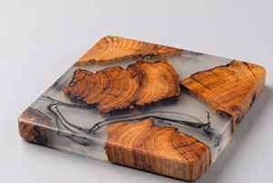 Sous-verres personnalisés en résine époxy et bois, carrés et ronds, sans support - Product Image 2