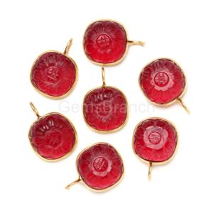 Colgante de plata de ley con baño de oro vermeil, con flor tallada de granate y cuarzo, joyería de cristal curativo para ella, a la moda. - Product Image 6