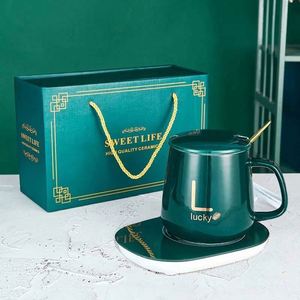 Premium Hot Sale Custom Logo Ceramic Warmer Smart Constant Temperature Coffee Heating Cup <b>Mug</b> Gift Box Set - Product Image 2
