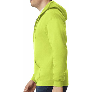 Sweat-shirt à capuche zippé vert lime pour homme, coupe classique, décontracté, en molleton de coton, idéal pour l'automne - Product Image 3