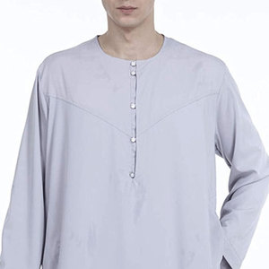 Robe longue ample en coton et lin pour homme, style musulman, manches longues, Kaftan Jubba Thobe - Product Image 2