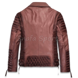 OEM Custom High Quality Real Genuine Jacket Casual Motorcycle Biker Bomber Zip up Leather Jacket for Men - Product Image 6