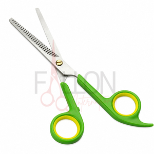 Tijeras de Entresacar con Mango Verde, Acero Inoxidable, Profesionales, para Texturizar, para Diestros, Hoja Larga - Product Image 2