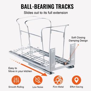 Cestino estraibile singolo da 35L, capacità di carico 110 libbre, contenitore per rifiuti da cucina con maniglia, kit di montaggio a porta, cestelli estraibili - Product Image 4
